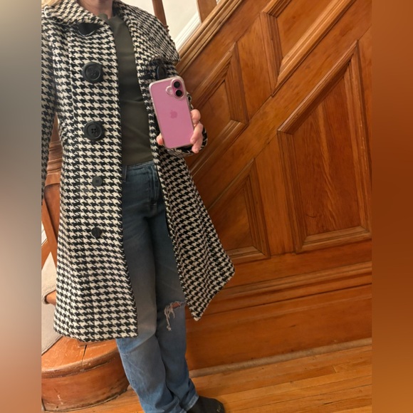 Soia & Kyo wool houndstooth mid-length length coat - Picture 7 of 10